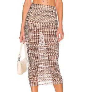 Camila Coelho Kelly Maxi Skirt Brown Houndstooth